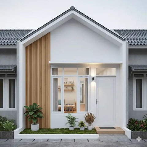 7 Gambar Rumah Kecil Tanpa Halaman yang Tetap Nyaman, Desain Praktis untuk Lahan Terbatas (Foto: Gemini AI)
