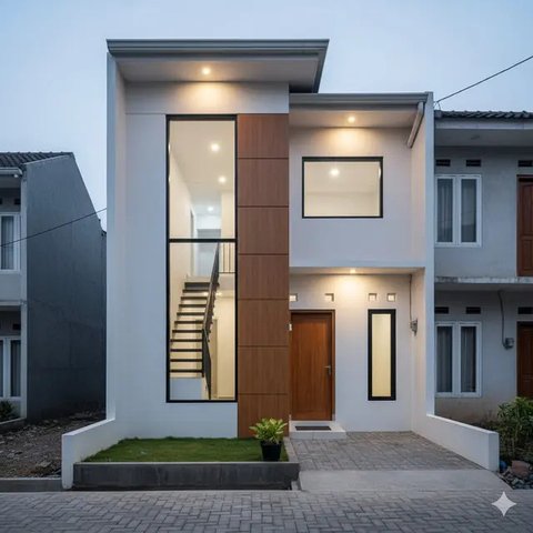 7 Gambar Rumah Kecil Tanpa Halaman yang Tetap Nyaman, Desain Praktis untuk Lahan Terbatas (Foto: Gemini AI)