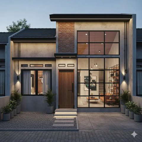 7 Gambar Rumah Kecil Tanpa Halaman yang Tetap Nyaman, Desain Praktis untuk Lahan Terbatas (Foto: Gemini AI)