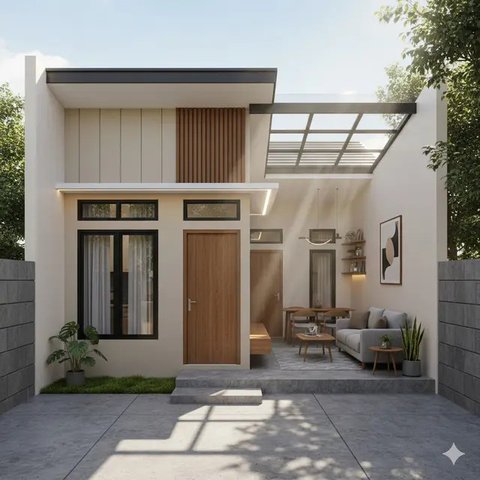7 Gambar Rumah Kecil Tanpa Halaman yang Tetap Nyaman, Desain Praktis untuk Lahan Terbatas (Foto: Gemini AI)