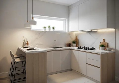 dapur rumah 3x2 meter dengan kombinasi ruang makan kecil (Sumber: gemini.com)