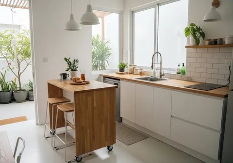 dapur rumah 3x2 meter dengan kombinasi ruang makan kecil (Sumber: gemini.com)