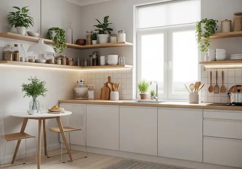 dapur rumah 3x2 meter dengan kombinasi ruang makan kecil (Sumber: gemini.com)