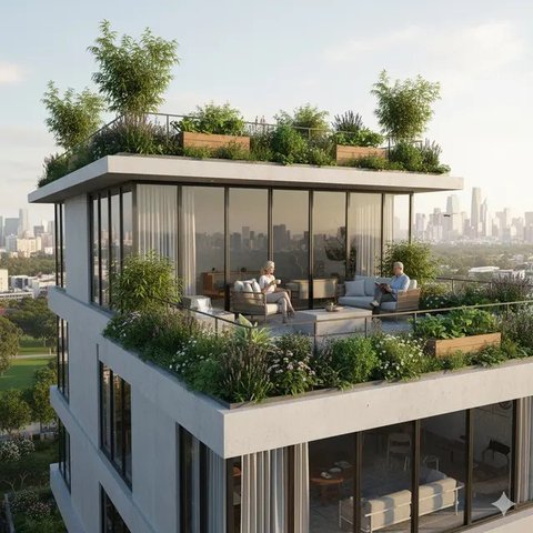 Rumah untuk Pensiun dengan Nuansa Rimbun dan Nyaman (Gemini AI)