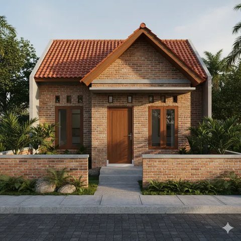 Desain Rumah Sederhana Budget Rp 100 Juta dengan Teras Kecil. Gemini
