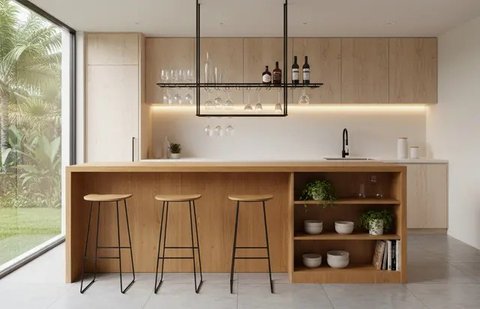 7 Model Dapur Bartender Minimalis, Desain Stylish yang Praktis untuk Rumah Modern 2025 (Foto: Gemini AI)