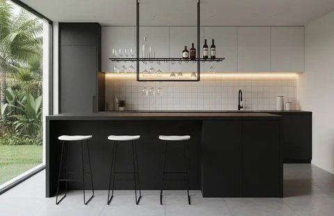 7 Model Dapur Bartender Minimalis, Desain Stylish yang Praktis untuk Rumah Modern 2025 (Foto: Gemini AI)