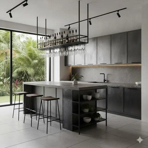 7 Model Dapur Bartender Minimalis, Desain Stylish yang Praktis untuk Rumah Modern 2025 (Foto: Gemini AI)
