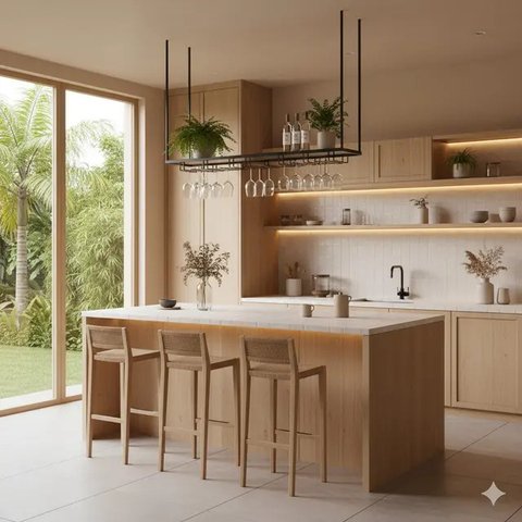 7 Model Dapur Bartender Minimalis, Desain Stylish yang Praktis untuk Rumah Modern 2025 (Foto: Gemini AI)