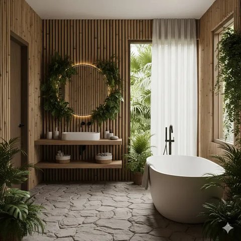 Inspirasi Kamar Mandi Konsep Alam (created by AI)
