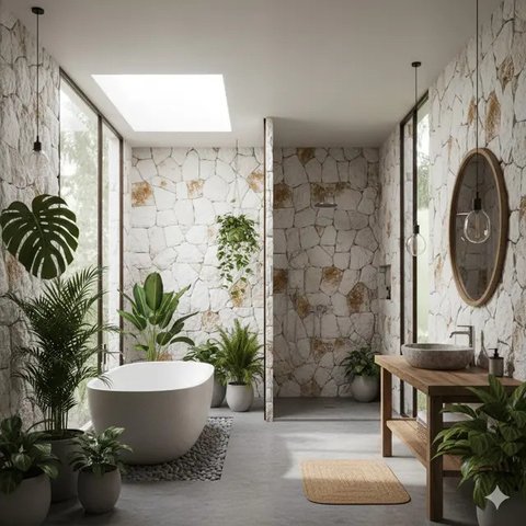 Inspirasi Kamar Mandi Konsep Alam (created by AI)
