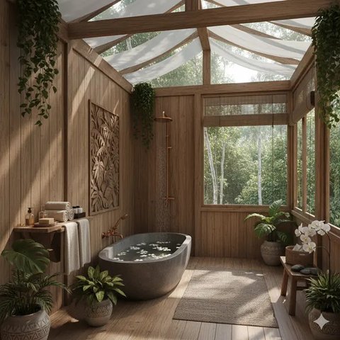 Inspirasi Kamar Mandi Konsep Alam (created by AI)