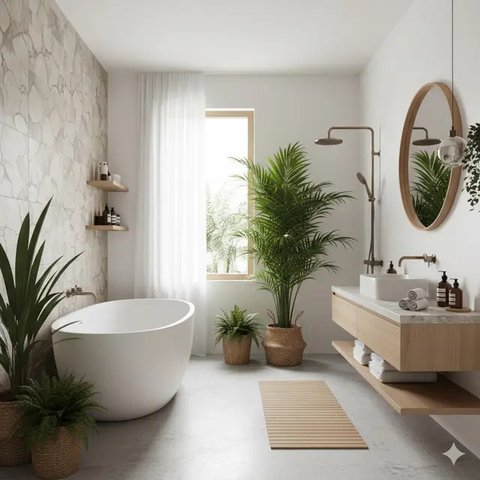 Inspirasi Kamar Mandi Konsep Alam (created by AI)