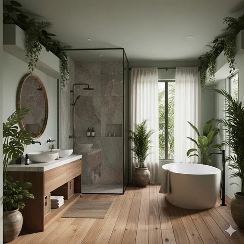 Inspirasi Kamar Mandi Konsep Alam (created by AI)