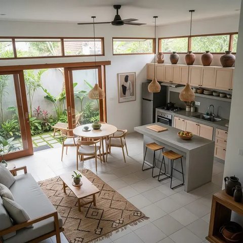 Desain Rumah Hook di Lahan Sempit. (Foto: Gemini AI)