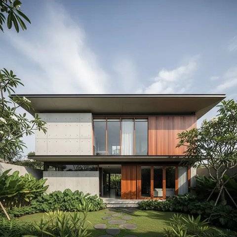 Gambar Rumah Minimalis Atap Datar/Gemini AI