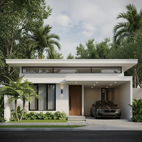 Gambar Rumah Minimalis Atap Datar/Gemini AI