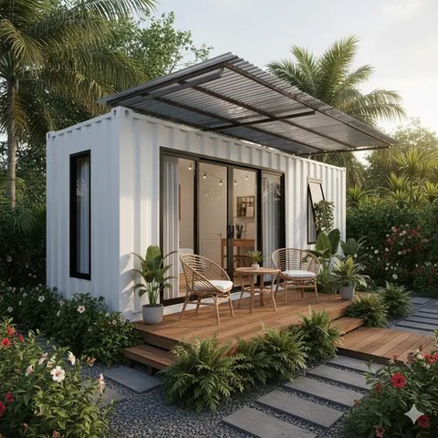 7 Desain Rumah Kontainer Mini Budget 50 Juta, Murah tapi Tetap Nyaman dan Estetik (Foto: Gemini AI)