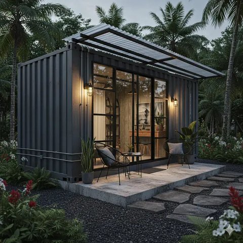 7 Desain Rumah Kontainer Mini Budget 50 Juta, Murah tapi Tetap Nyaman dan Estetik (Foto: Gemini AI)
