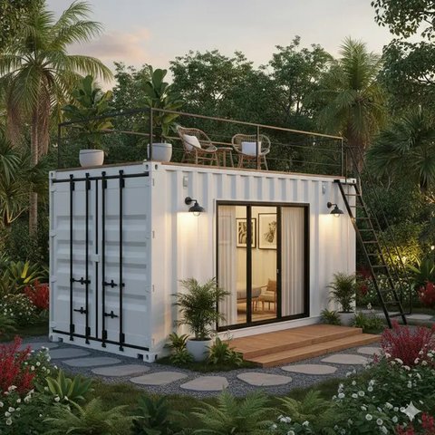7 Desain Rumah Kontainer Mini Budget 50 Juta, Murah tapi Tetap Nyaman dan Estetik (Foto: Gemini AI)