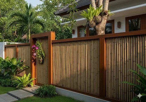 Ilustrasi Desain Rumah dengan Pagar Kayu