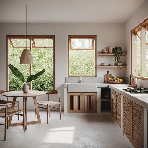 Model Dapur Tropis Minimalis untuk Rumah Kampung/Gemini AI