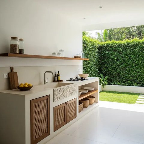Model Dapur Tropis Minimalis untuk Rumah Kampung/Gemini AI