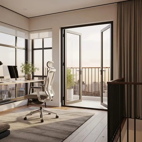 Desain Rumah Mezzanine Modern dengan Workspace Cozy di Atas. Foto: Gemini