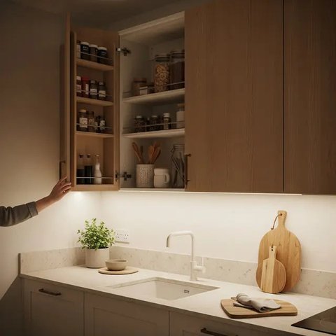 Dapur 2x2 Meter Rumah Type 36 dengan Konsep Japandi dan Hidden Storage (AI)