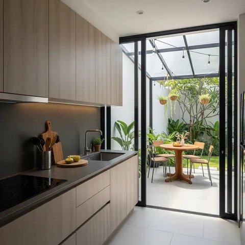 Dapur Terbuka 2x3 Meter Rumah Type 45. (Foto: Gemini AI)