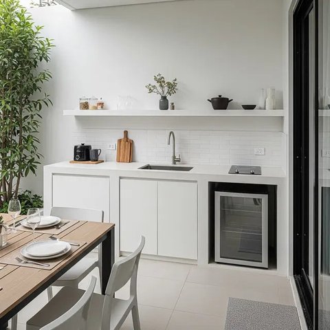Dapur Terbuka 2x3 Meter Rumah Type 45. (Foto: Gemini AI)