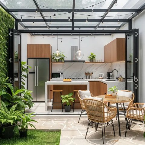 Dapur Terbuka 2x3 Meter Rumah Type 45. (Foto: Gemini AI)