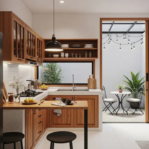 Dapur Terbuka 2x3 Meter Rumah Type 45. (Foto: Gemini AI)