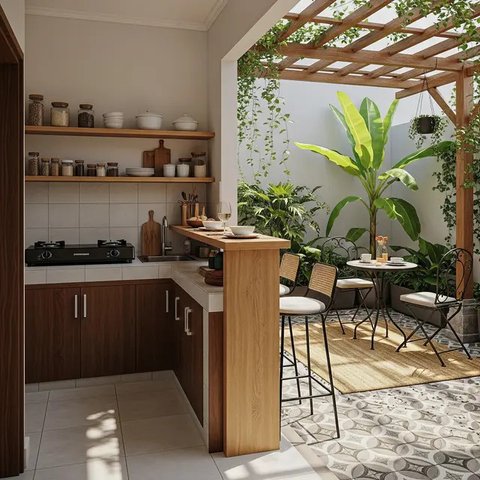Dapur Terbuka 2x3 Meter Rumah Type 45. (Foto: Gemini AI)