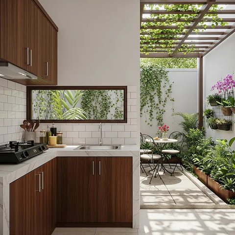 Dapur Terbuka 2x3 Meter Rumah Type 45. (Foto: Gemini AI)