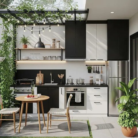 Dapur Terbuka 2x3 Meter Rumah Type 45. (Foto: Gemini AI)