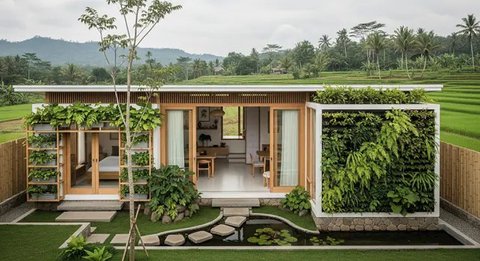 Model Rumah Sederhana Tapi Mewah Gaya Japandi dengan Taman Mini