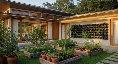 Model Rumah Sederhana Tapi Mewah Gaya Japandi dengan Taman Mini