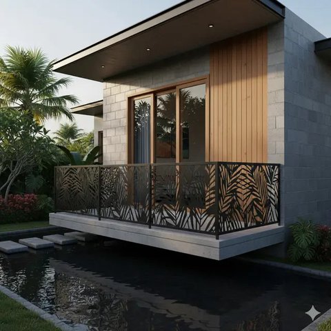 7 Contoh Pagar Balkon Rumah, Inspirasi Desain Aman dan Estetis untuk Hunian Modern (Foto: Gemini AI)