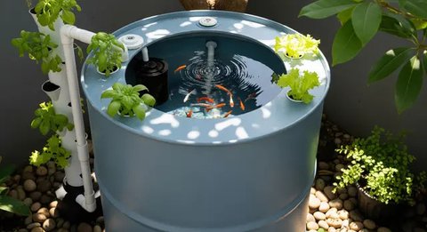 Model Kolam Ikan dari Drum Bekas