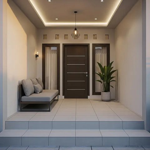 Ide Teras Depan Rumah Sempit. (Foto: Gemini AI)