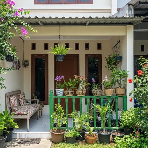 Ide Teras Depan Rumah Sempit. (Foto: Gemini AI)
