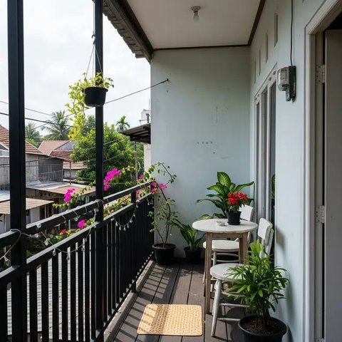Ide Teras Depan Rumah Sempit. (Foto: Gemini AI)