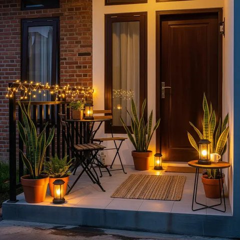 Ide Teras Depan Rumah Sempit. (Foto: Gemini AI)
