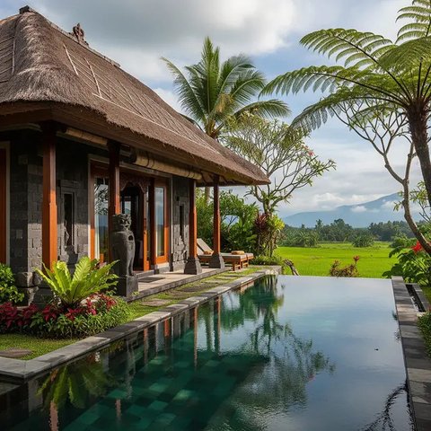 Rumah Mungil dengan Kolam Mini. Foto: Gemini