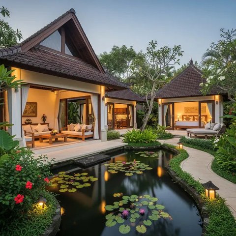 Rumah Mungil dengan Kolam Mini. Foto: Gemini