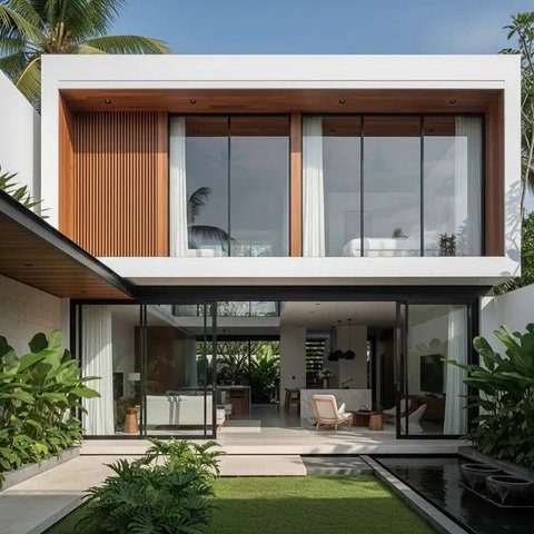 Rumah Mungil dengan Kolam Mini. Foto: Gemini