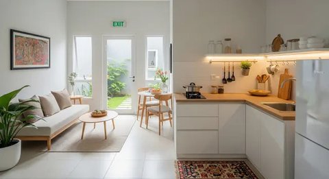 Model Dapur Minimalis dan Ruang Tamu Menyatu Tanpa Sekat