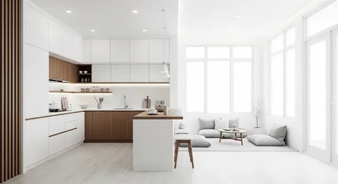 Model Dapur Minimalis dan Ruang Tamu Menyatu Tanpa Sekat