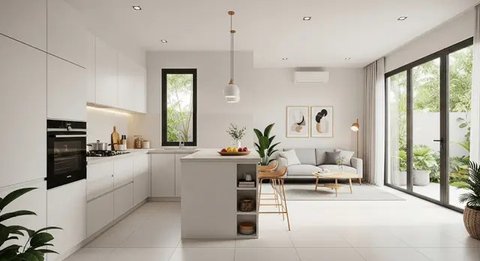 Model Dapur Minimalis dan Ruang Tamu Menyatu Tanpa Sekat